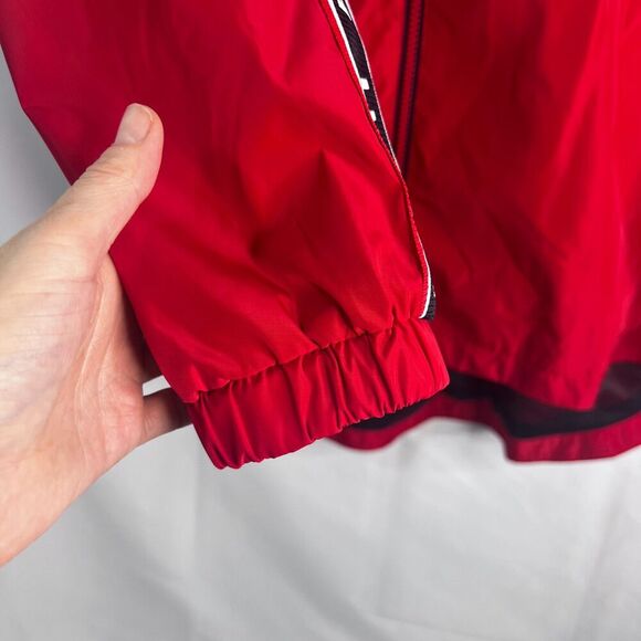 Tommy Hilfiger Logo Red Hooded Drawstring Waist Windbreaker Full Zip Size XL - Picture 7 of 13